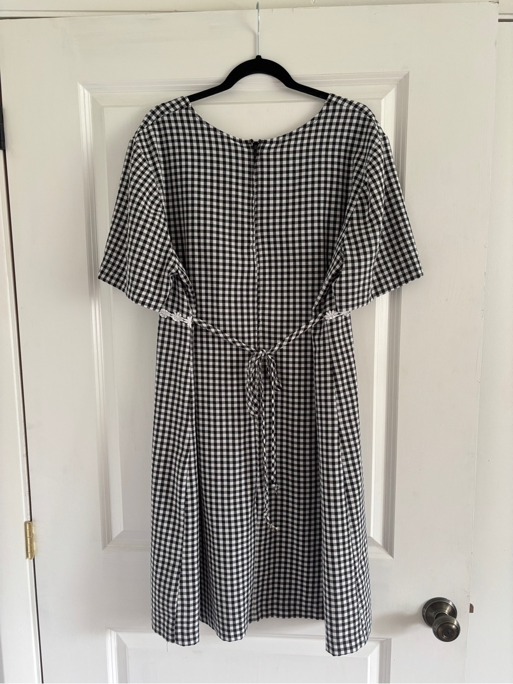 Vintage Jamie Brooks Woman Black White Gingham Daisy Knee Length Dress Size 18 - Picture 4 of 5